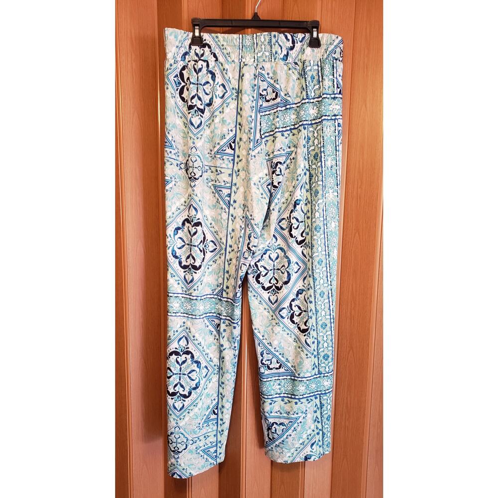 New Directions Size large Boho green & blue flared pants - Picture 3 of 4